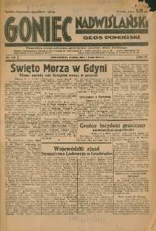 Goniec Nadwiślański: Głos Pomorski: Niezależne pismo poranne, poświęcone sprawom stanu średniego 1933.07.01 R.9 Nr148