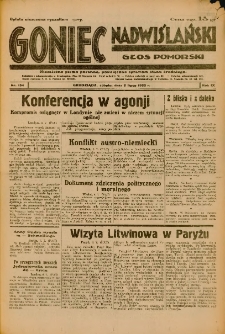 Goniec Nadwiślański: Głos Pomorski: Niezależne pismo poranne, poświęcone sprawom stanu średniego 1933.07.08 R.9 Nr154