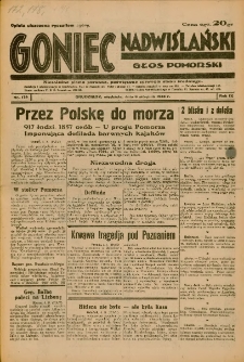 Goniec Nadwiślański: Głos Pomorski: Niezależne pismo poranne, poświęcone sprawom stanu średniego 1933.08.06 R.9 Nr179