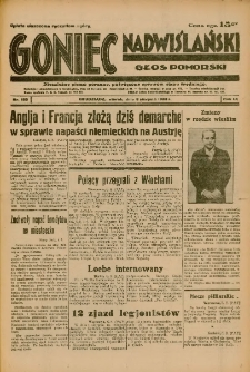 Goniec Nadwiślański: Głos Pomorski: Niezależne pismo poranne, poświęcone sprawom stanu średniego 1933.08.08 R.9 Nr180