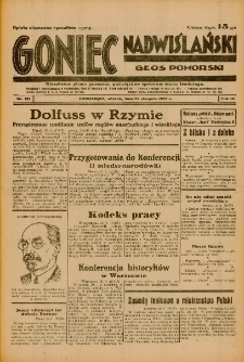 Goniec Nadwiślański: Głos Pomorski: Niezależne pismo poranne, poświęcone sprawom stanu średniego 1933.08.22 R.9 Nr191