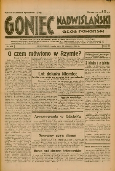 Goniec Nadwiślański: Głos Pomorski: Niezależne pismo poranne, poświęcone sprawom stanu średniego 1933.08.23 R.9 Nr192