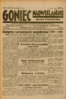 Goniec Nadwiślański: Głos Pomorski: Niezależne pismo poranne, poświęcone sprawom stanu średniego 1933.09.03 R.9 Nr202