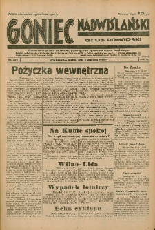 Goniec Nadwiślański: Głos Pomorski: Niezależne pismo poranne, poświęcone sprawom stanu średniego 1933.09.08 R.9 Nr206