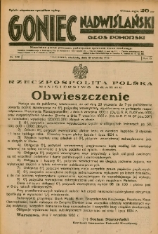 Goniec Nadwiślański: Głos Pomorski: Niezależne pismo poranne, poświęcone sprawom stanu średniego 1933.09.10 R.9 Nr208