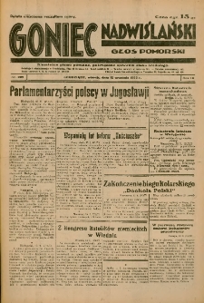 Goniec Nadwiślański: Głos Pomorski: Niezależne pismo poranne, poświęcone sprawom stanu średniego 1933.09.12 R.9 Nr209