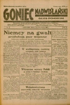 Goniec Nadwiślański: Głos Pomorski: Niezależne pismo poranne, poświęcone sprawom stanu średniego 1933.09.19 R.9 Nr215