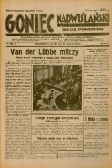 Goniec Nadwiślański: Głos Pomorski: Niezależne pismo poranne, poświęcone sprawom stanu średniego 1933.09.24 R.9 Nr220