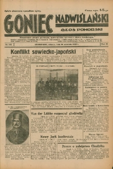 Goniec Nadwiślański: Głos Pomorski: Niezależne pismo poranne, poświęcone sprawom stanu średniego 1933.09.26 R.9 Nr221