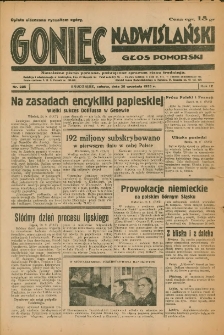 Goniec Nadwiślański: Głos Pomorski: Niezależne pismo poranne, poświęcone sprawom stanu średniego 1933.09.30 R.9 Nr225