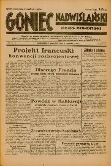 Goniec Nadwiślański: Głos Pomorski: Niezależne pismo poranne, poświęcone sprawom stanu średniego 1934.01.04 R.10 Nr2