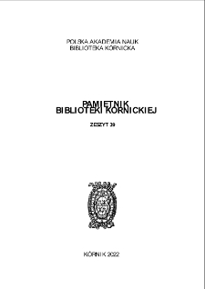 Spis treści. Pamiętnik Biblioteki K&oacute;rnickiej. Z.39