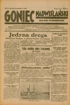 Goniec Nadwiślański: Głos Pomorski: Niezależne pismo poranne, poświęcone sprawom stanu średniego 1934.01.09 R.10 Nr5