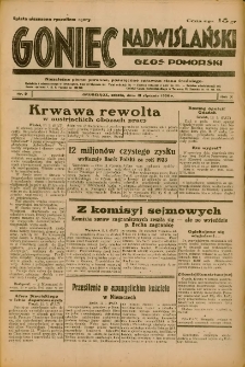 Goniec Nadwiślański: Głos Pomorski: Niezależne pismo poranne, poświęcone sprawom stanu średniego 1934.01.13 R.10 Nr9