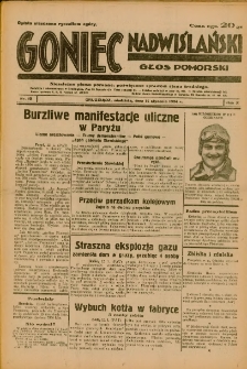 Goniec Nadwiślański: Głos Pomorski: Niezależne pismo poranne, poświęcone sprawom stanu średniego 1934.01.14 R.10 Nr10