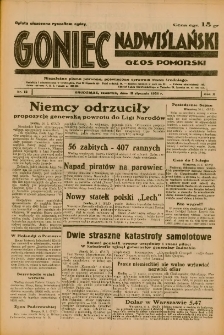 Goniec Nadwiślański: Głos Pomorski: Niezależne pismo poranne, poświęcone sprawom stanu średniego 1934.01.18 R.10 Nr13