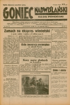 Goniec Nadwiślański: Głos Pomorski: Niezależne pismo poranne, poświęcone sprawom stanu średniego 1934.01.24 R.10 Nr18