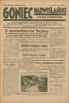 Goniec Nadwiślański: Głos Pomorski: Niezależne pismo poranne, poświęcone sprawom stanu średniego 1934.02.07 R.10 Nr29