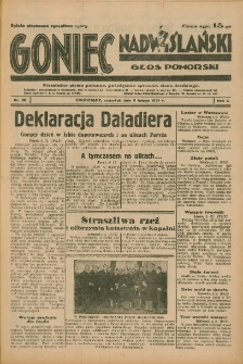Goniec Nadwiślański: Głos Pomorski: Niezależne pismo poranne, poświęcone sprawom stanu średniego 1934.02.08 R.10 Nr30