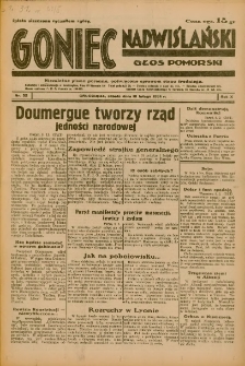 Goniec Nadwiślański: Głos Pomorski: Niezależne pismo poranne, poświęcone sprawom stanu średniego 1934.02.10 R.10 Nr32