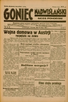 Goniec Nadwiślański: Głos Pomorski: Niezależne pismo poranne, poświęcone sprawom stanu średniego 1934.02.15 R.10 Nr36