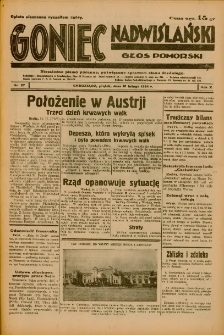Goniec Nadwiślański: Głos Pomorski: Niezależne pismo poranne, poświęcone sprawom stanu średniego 1934.02.16 R.10 Nr37