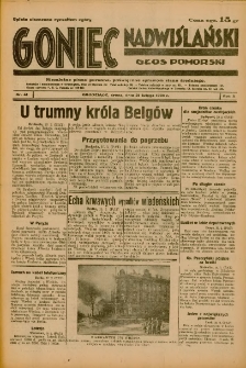 Goniec Nadwiślański: Głos Pomorski: Niezależne pismo poranne, poświęcone sprawom stanu średniego 1934.02.21 R.10 Nr41