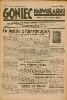 Goniec Nadwiślański: Głos Pomorski: Niezależne pismo poranne, poświęcone sprawom stanu średniego 1934.03.18 R.10 Nr63