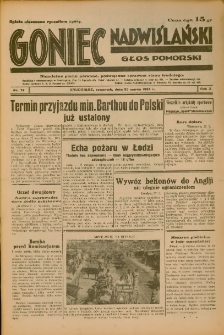 Goniec Nadwiślański: Głos Pomorski: Niezależne pismo poranne, poświęcone sprawom stanu średniego 1934.03.29 R.10 Nr72