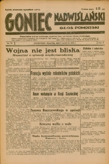 Goniec Nadwiślański: Głos Pomorski: Niezależne pismo poranne, poświęcone sprawom stanu średniego 1934.04.05 R.10 Nr77