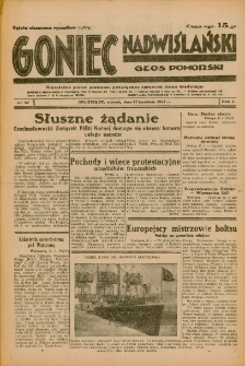 Goniec Nadwiślański: Głos Pomorski: Niezależne pismo poranne, poświęcone sprawom stanu średniego 1934.04.17 R.10 Nr87