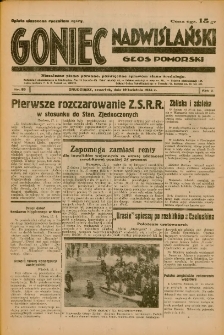 Goniec Nadwiślański: Głos Pomorski: Niezależne pismo poranne, poświęcone sprawom stanu średniego 1934.04.19 R.10 Nr89