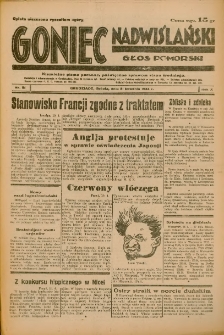 Goniec Nadwiślański: Głos Pomorski: Niezależne pismo poranne, poświęcone sprawom stanu średniego 1934.04.21 R.10 Nr91