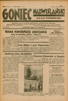 Goniec Nadwiślański: Głos Pomorski: Niezależne pismo poranne, poświęcone sprawom stanu średniego 1934.05.02 R.10 Nr100