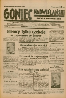 Goniec Nadwiślański: Głos Pomorski: Niezależne pismo poranne, poświęcone sprawom stanu średniego 1934.06.09 R.10 Nr129