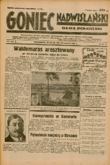 Goniec Nadwiślański: Głos Pomorski: Niezależne pismo poranne, poświęcone sprawom stanu średniego 1934.06.10 R.10 Nr130
