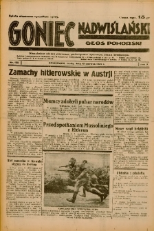 Goniec Nadwiślański: Głos Pomorski: Niezależne pismo poranne, poświęcone sprawom stanu średniego 1934.06.13 R.10 Nr132