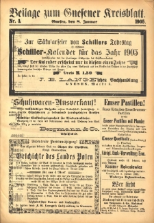 Beilage zum Gnesener Kreisblatt 1905.01.08 Nr1