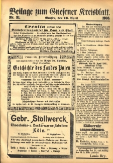 Beilage zum Gnesener Kreisblatt 1905.04.16 Nr31