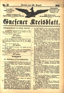 Gnesener Kreisblatt 1905.08.20 Nr67