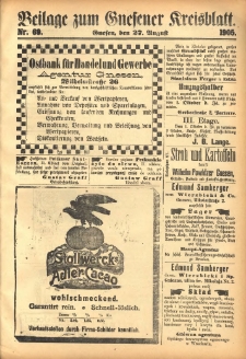 Beilage zum Gnesener Kreisblatt 1905.08.27 Nr69