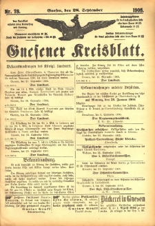 Gnesener Kreisblatt 1905.09.28 Nr78