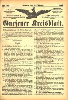 Gnesener Kreisblatt 1905.10.05 Nr80