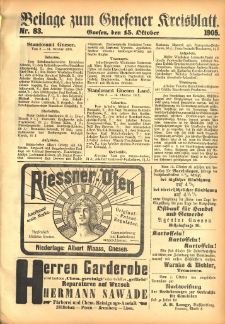 Beilage zum Gnesener Kreisblatt 1905.10.15 Nr83