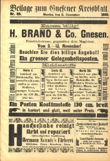 Beilage zum Gnesener Kreisblatt 1905.11.05 Nr89