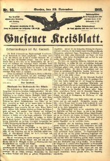 Gnesener Kreisblatt 1905.11.19 Nr93