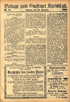 Beilage zum Gnesener Kreisblatt 1906.02.18 Nr14