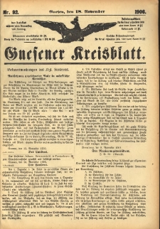 Gnesener Kreisblatt 1906.11.18 Nr92