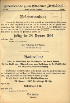 Extrabeilage zum Gnesener Kreisblatt 1906.12.23 Nr102