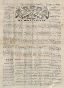Zgoda : organ Związku Narodowego Polskiego w Stanach Zjednoczonych P&oacute;łnocnej Ameryki. 1882.02.22 R.1 No.14